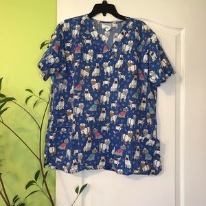 UA Scrubs blue dog scrub top